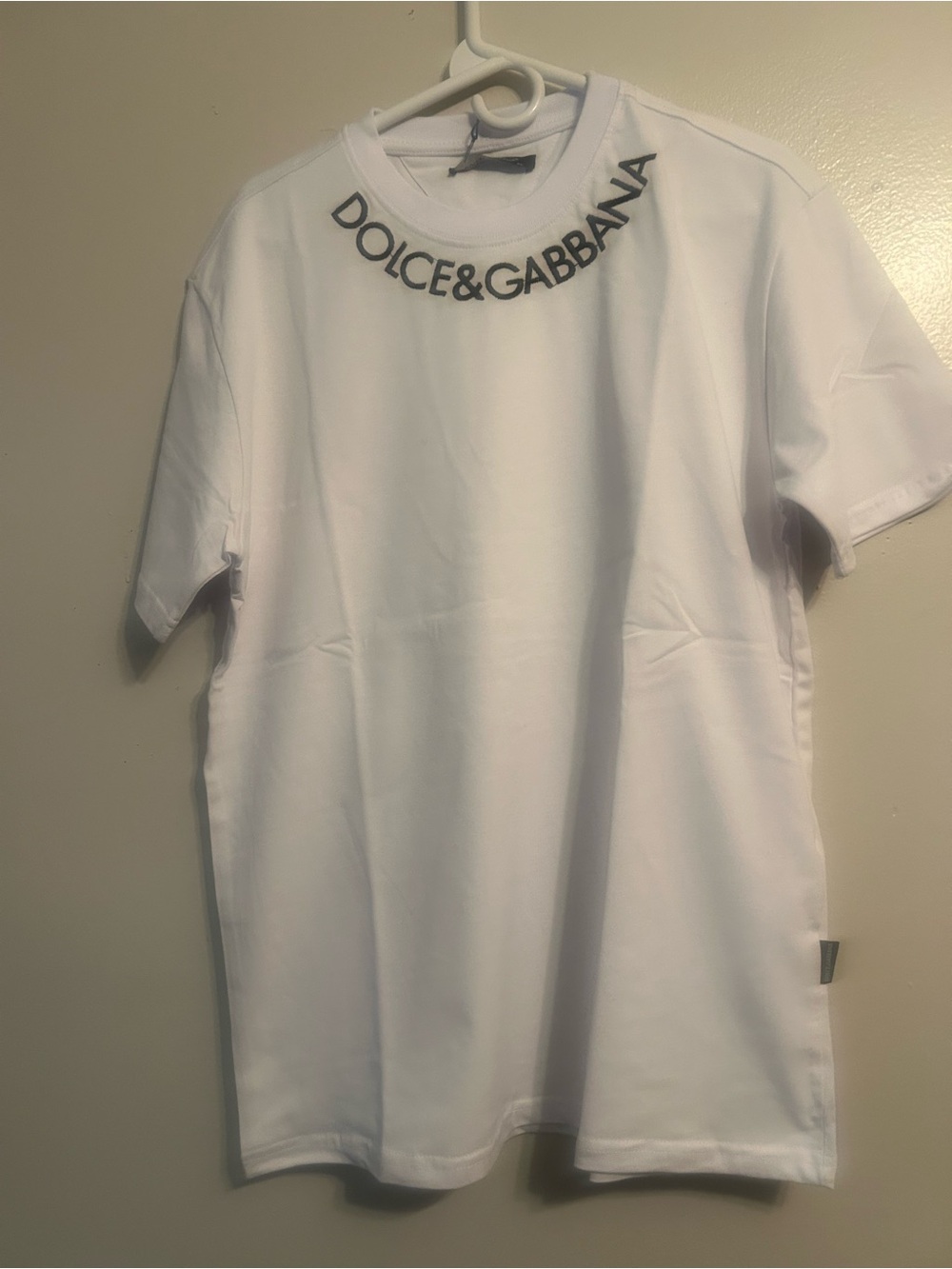Dolce & Gabbana White Crewneck Tee with Black Neck Logo